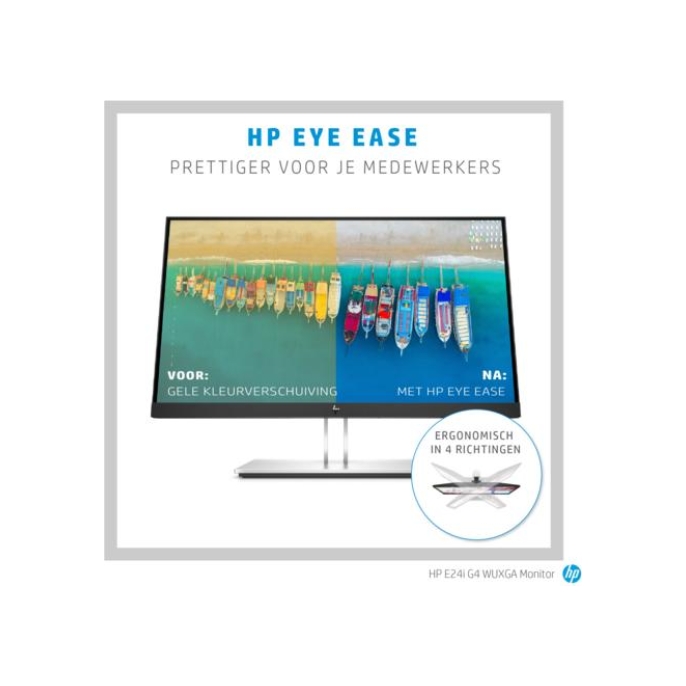 HP E-Series E24i G4 24inch Full-H WUXGA Zwart, Zilver HP E-Series E24i G4 24inch Full-H WUXGA Zwart, Zilver