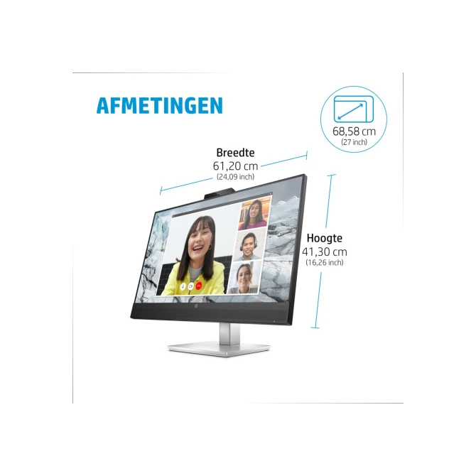 Monitor  HP E-Series E27m G4 27inch Quad HD Zwart