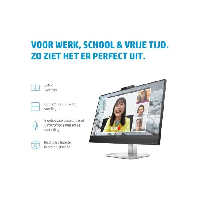 Monitor  HP E-Series E27m G4 27inch Quad HD Zwart