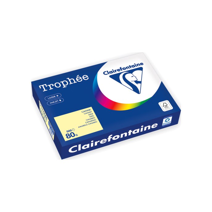 Clairefontaine Trophée Gekleurd Papier A4 80 g/m² kanariegeel (pak 500 vel) Clairefontaine Trophée Gekleurd Papier A4 80 g/m² kanariegeel (pak 500 vel)