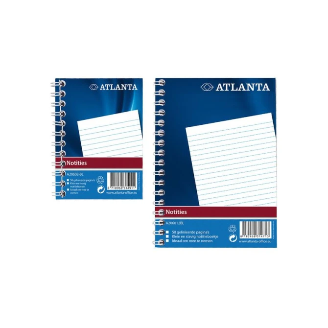 ATLANTA Notitieboek met spiraal 105 x 74 mm Gelinieerd (blok 50 vel) ATLANTA Notitieboek met spiraal 105 x 74 mm Gelinieerd (blok 50 vel)