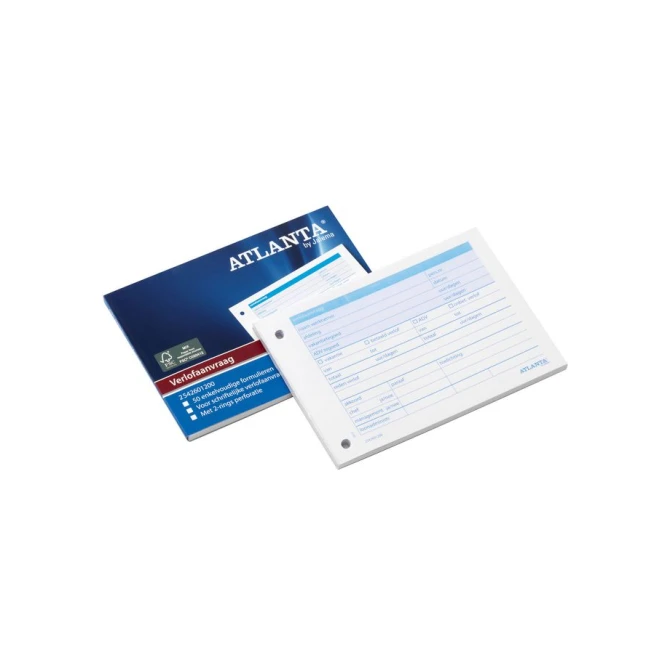 ATLANTA Verlofaanvraagboek A6 Dwars 2-gaats Perforatie Wit (blok 50 stuks) ATLANTA Verlofaanvraagboek A6 Dwars 2-gaats Perforatie Wit (blok 50 stuks)