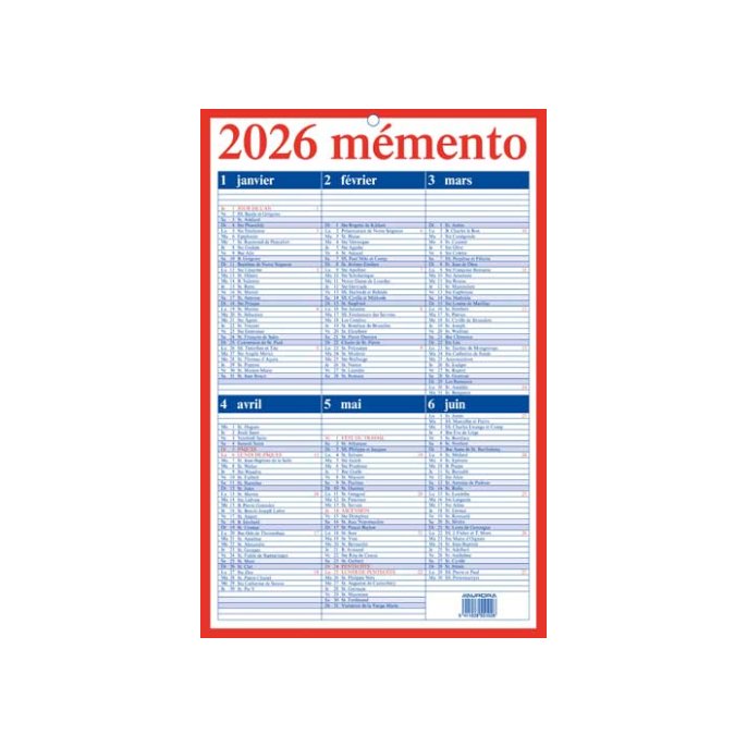 AURORA Mementoplaat Kalender. 210 x 330 mm. Frans AURORA Mementoplaat Kalender. 210 x 330 mm. Frans