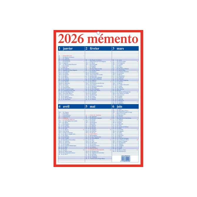AURORA Mementoplaat Kalender. 210 x 330 mm. Frans AURORA Mementoplaat Kalender. 210 x 330 mm. Frans
