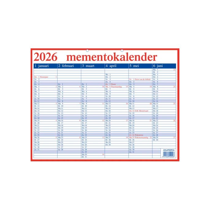 AURORA Mementoplaat Kalender. 420 x 330 mm. Nederlands AURORA Mementoplaat Kalender. 420 x 330 mm. Nederlands