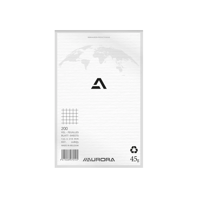 AURORA Office BLOC 200 Schrijfblok 135 x 210 mm Geruit 5 mm Grijs / Blauw (pak 5 stuks)