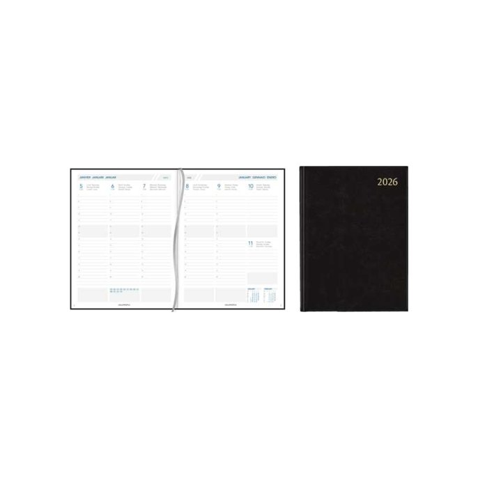 AURORA Plan A Week Agenda. 7 dagen per 2 pagina's. zwart