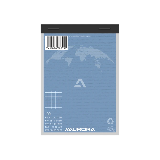AURORA Schrijfblok A6 Gerecycled Geruit 5 mm Groen (pak 10 stuks) AURORA Schrijfblok A6 Gerecycled Geruit 5 mm Groen (pak 10 stuks)