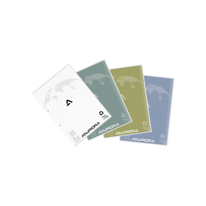 AURORA Splendid Cursusblok A4 Gerecycled Geruit 5 mm 2-Gaats 70 g/m² 100 vel (pak 10 x 100 vel) AURORA Splendid Cursusblok A4 Gerecycled Geruit 5 mm 2-Gaats 70 g/m² 100 vel (pak 10 x 100 vel)