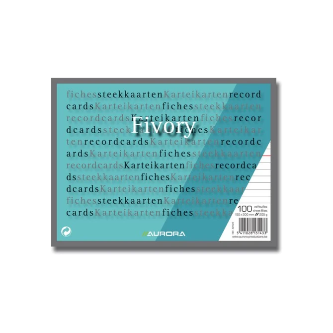 AURORA Systeemkaart 150 x 200 mm gelijnd 6 mm met rode koplijn 205g/m² (pak 100 vel)