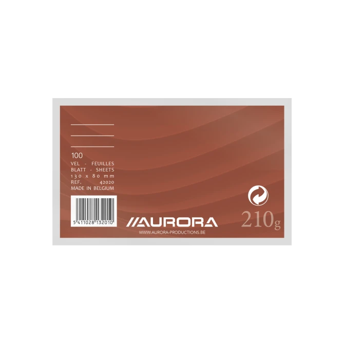 AURORA Systeemkaart 80 x 130 mm gelijnd 6 mm met rode koplijn 205 g/m² (pak 100 vel)