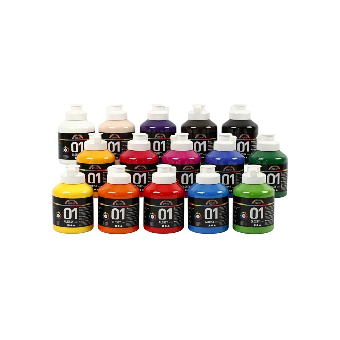 AColor Acrylverf Glossy Assorti (pak 15 flessen)