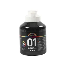A'Color Acrylverf Glossy Zwart (fles 500 milliliter)