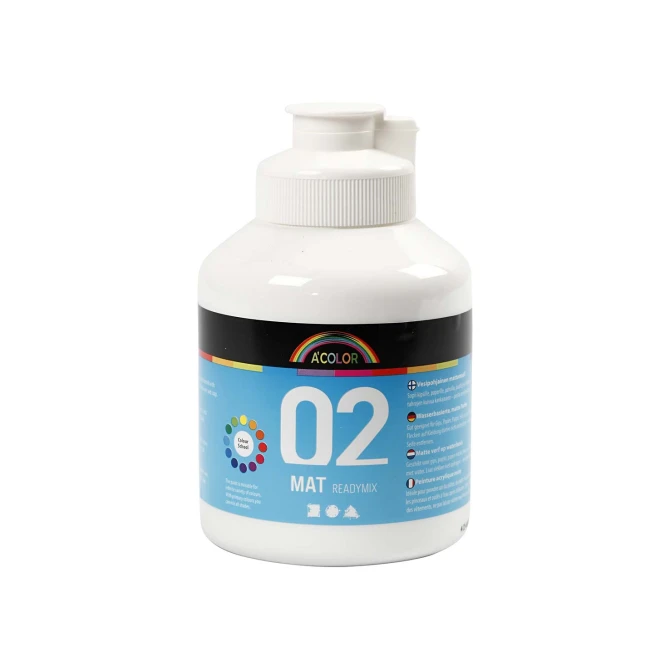 AColor Acrylverf Mat Wit (fles 500 milliliter)