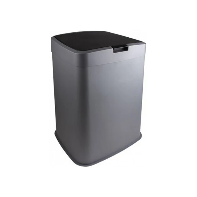 Afvalbak 70L kunststof zilver zwart Afvalbak 70L kunststof zilver zwart