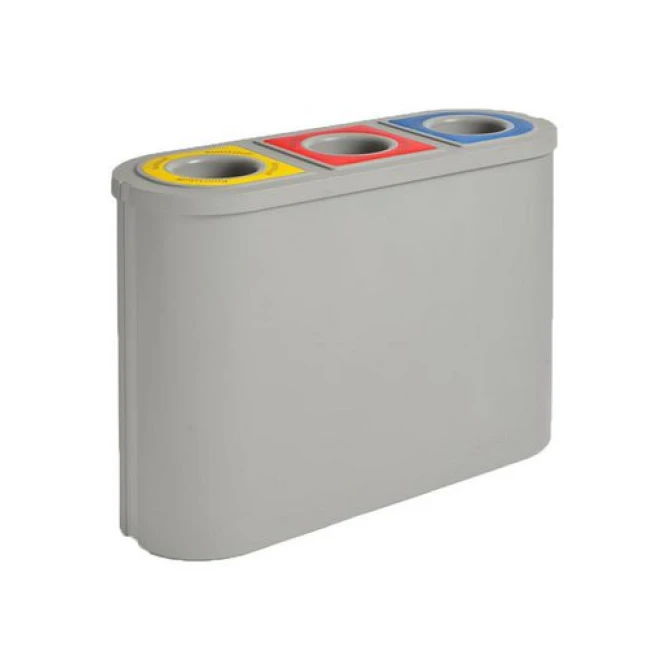 Afvalbak recycling 3 inworpen 3 x 45 liter Grijs Afvalbak recycling 3 inworpen 3 x 45 liter Grijs