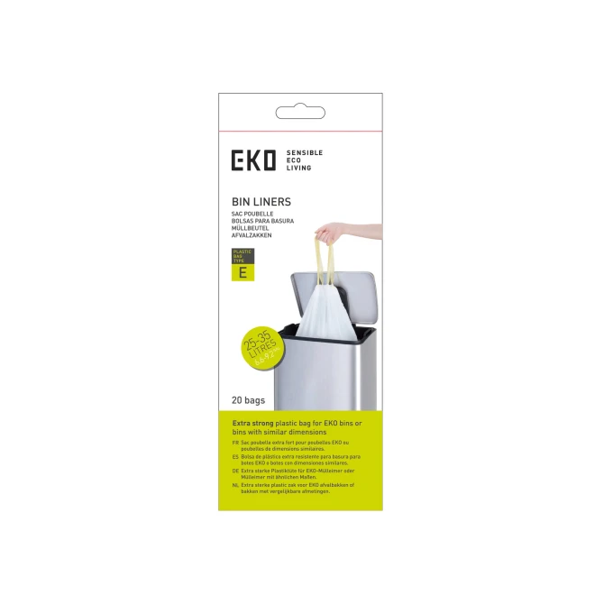Afvalzak Eko m trekband 25-35L wit/rl12 Afvalzak Eko m trekband 25-35L wit/rl12