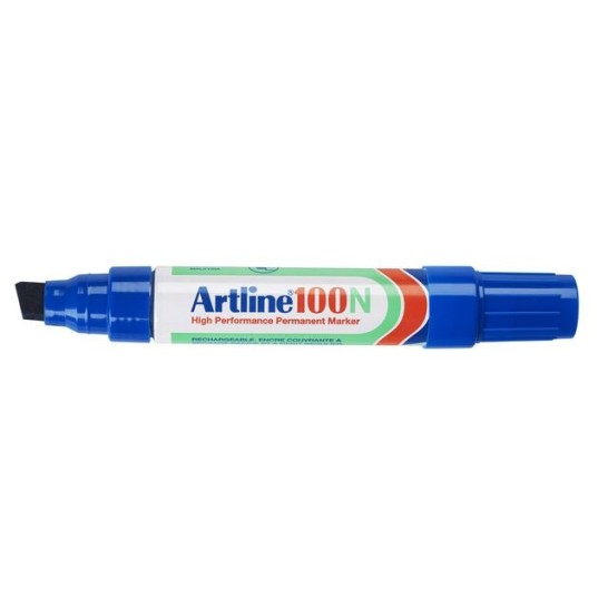 Artline 100N Permanente Marker. Beitelvormige Punt. 7.5 - 12.5 mm. Blauw
