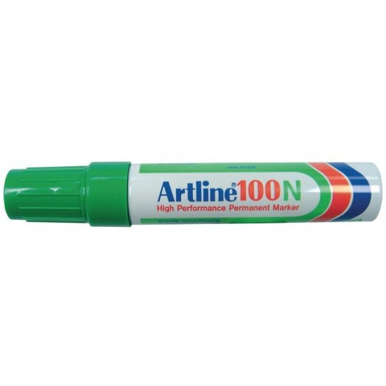 Artline 100N Permanente Marker. Beitelvormige Punt. 7.5 - 12.5 mm. Groen