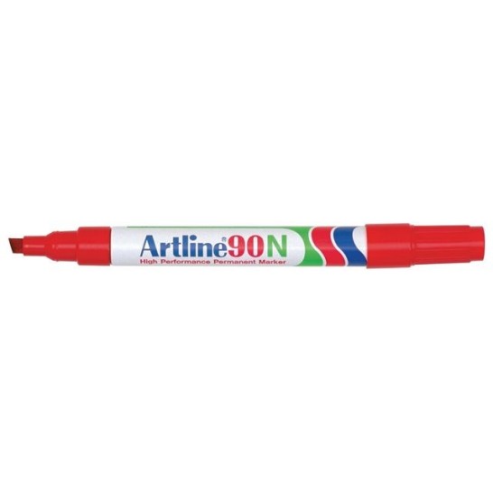 Artline 90N Permanente Marker. Beitelvormige Punt. 2 - 5 mm. Rood