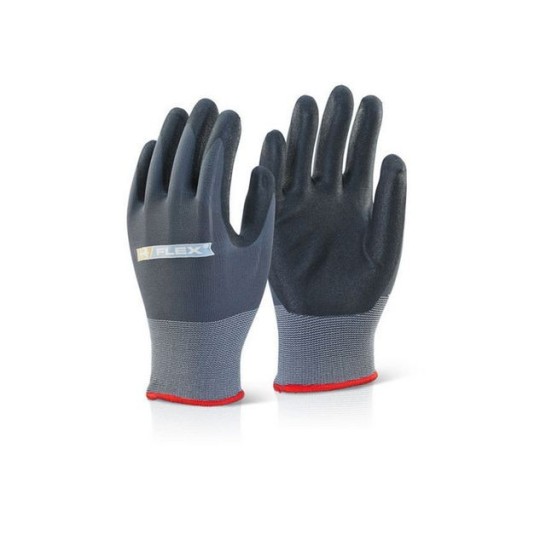 B FLEX Handschoenen Nitril-PU Mix Gecoat Zwart / grijs Large (doos 10 stuks)