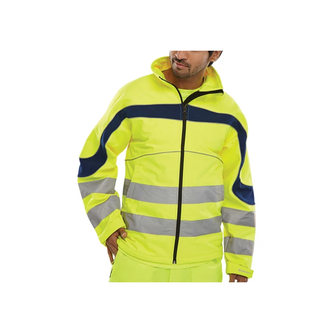 B SEEN Eton Softshell Jas Reflecterend Fleece-gevoerd Maat 5XL Geel