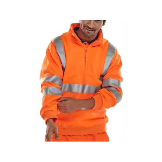B SEEN Sweatshirt met rits Hoge zichtbaarheid Maat XL Oranje