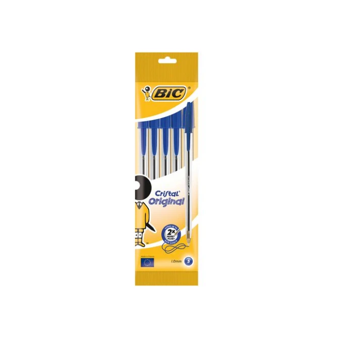 BIC® Cristal Balpen Medium Punt 1 mm Blauw (pak 5 stuks)