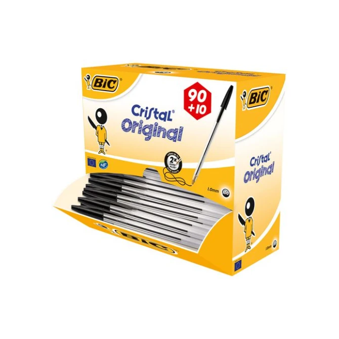 BIC® Cristal Balpen Medium Punt 1 mm Zwart (doos 100 stuks) BIC® Cristal Balpen Medium Punt 1 mm Zwart (doos 100 stuks)