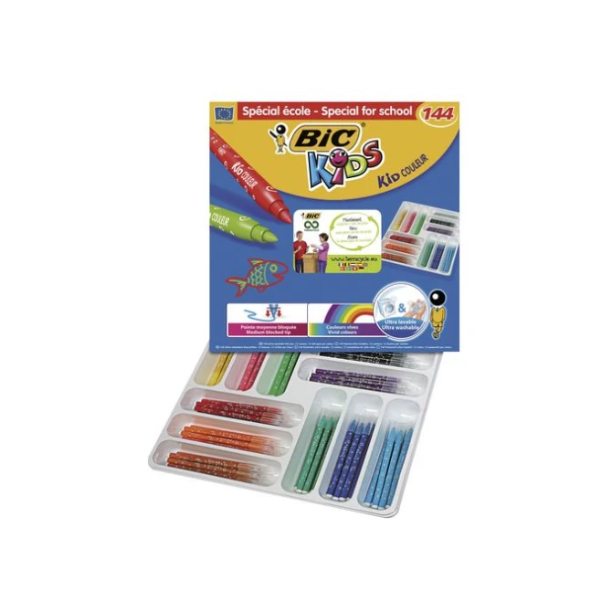 BIC® Kids Couleur Vilstiften Waterbasis Medium Punt 08 mm Assorti (pak 144 stuks)