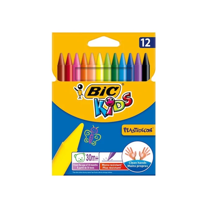 BIC® Kids Plastidecor Waskrijt Assorti (pak 12 stuks)