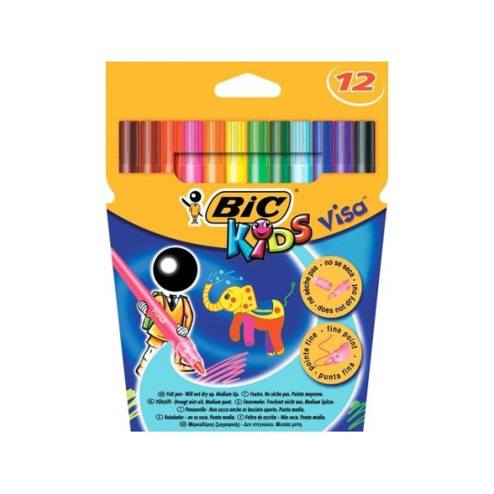 BIC® Kids Visacolor Stiften Niet-permanent 09 mm Assorti (pak 12 stuks)