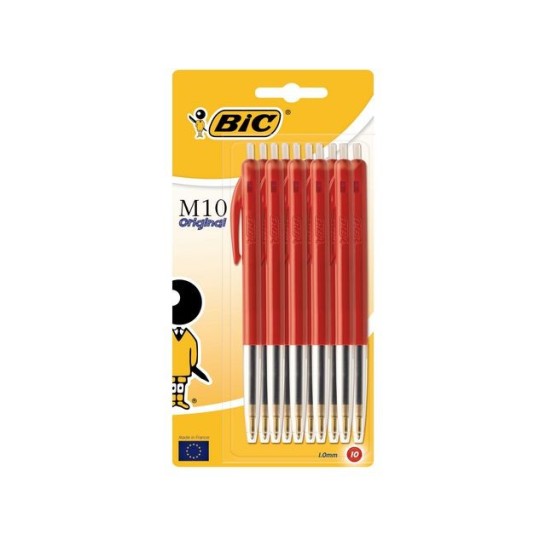 BIC® M10 Clic Balpen Medium Punt 1 mm Rood (pak 10 stuks)
