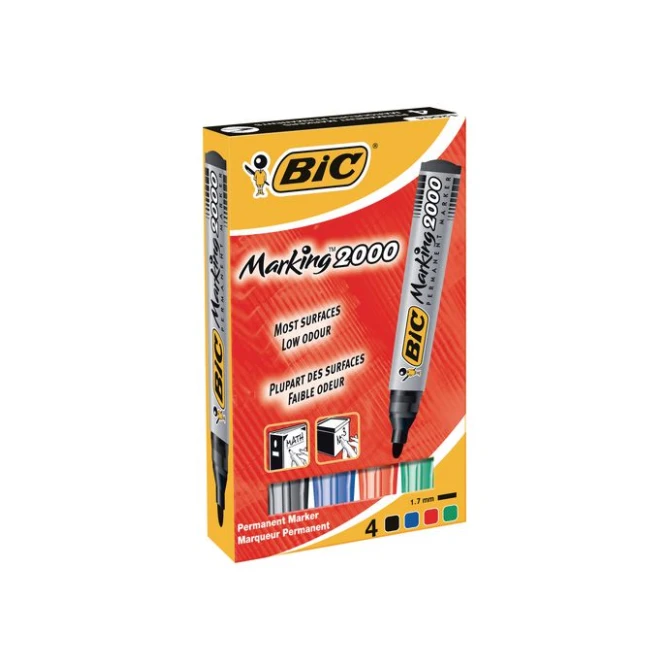 BIC® Marking 2000 Permanente Marker Ronde Punt 17 mm assorti (pak 4 stuks)