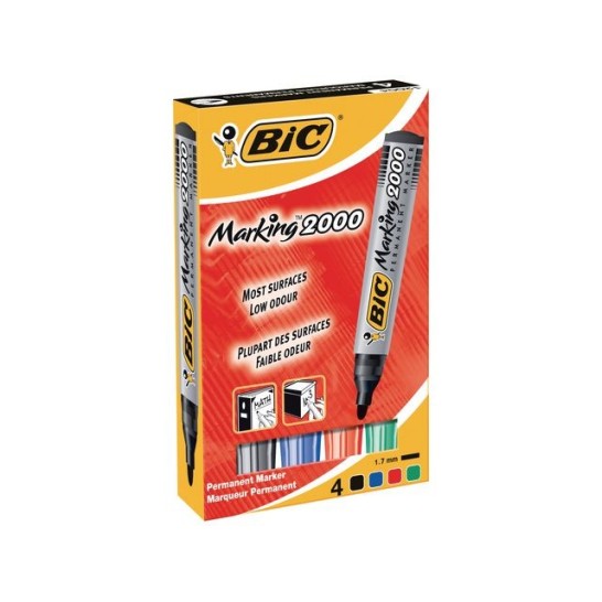 BIC® Marking 2000 Permanente Marker Ronde Punt 17 mm assorti (pak 4 stuks)