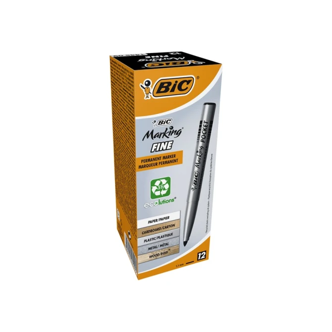 BiC Pocket 1445 Permanent marker Zwart (1 pak x 12 stuks)