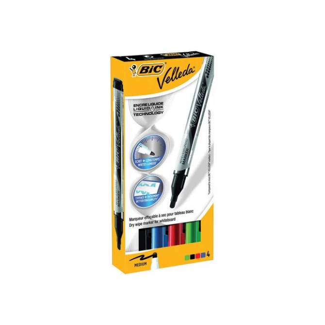 BIC® Velleda Whiteboardmarker Ronde Punt 22 mm Assorti (pak 4 stuks) BIC® Velleda Whiteboardmarker Ronde Punt 22 mm Assorti (pak 4 stuks)