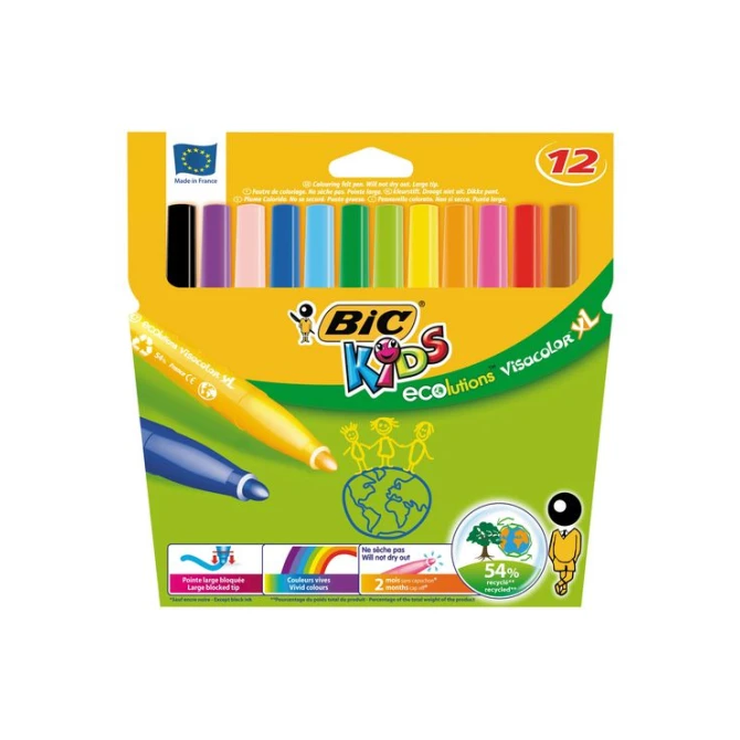 BIC® Viltstift Visacolor XL Ecolutions (pak 12 stuks)