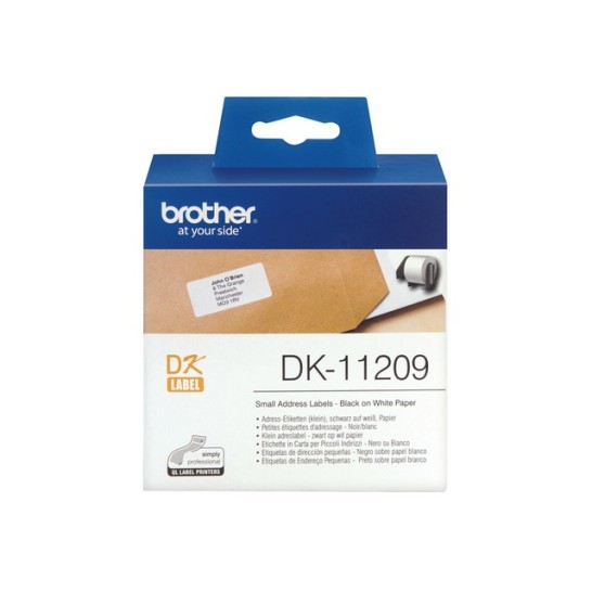 BROTHER DK-11209 Adreslabels Papier 29 x 62 mm Zwart op Wit (rol 800 stuks)