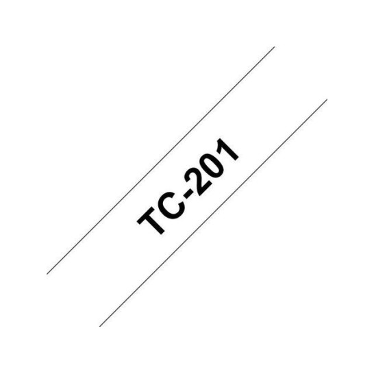 BROTHER TC labeltape Zwart op wit TC-201 12 mm
