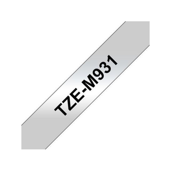 BROTHER TZe-M931 Tape 12 mm x 8 m Zwart op Mat Zilver