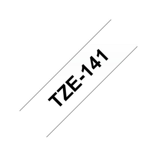 BROTHER TZe141 Labeltape 18 mm x 8 m Zwart op Transparant