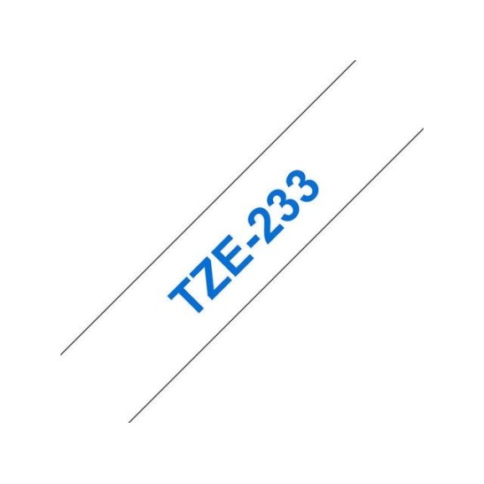 BROTHER TZe233 Labeltape 12 mm x 8 m Blauw op Wit