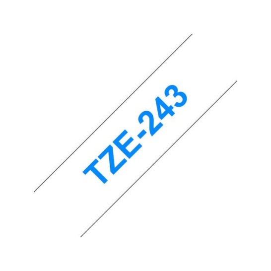 BROTHER TZe243 Labeltape 18 mm x 8 m Blauw op Wit