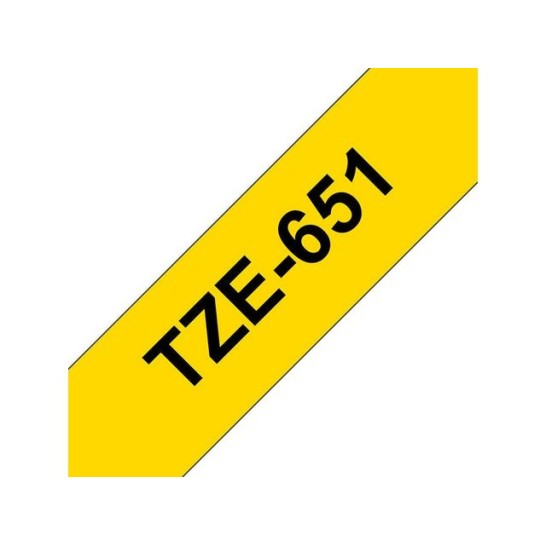 BROTHER TZe651 Labeltape 24 mm x 8 m Zwart op Geel