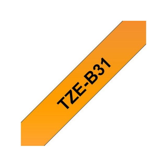 BROTHER TZeB31 Labeltape 12 mm x 8 m Zwart op Oranje
