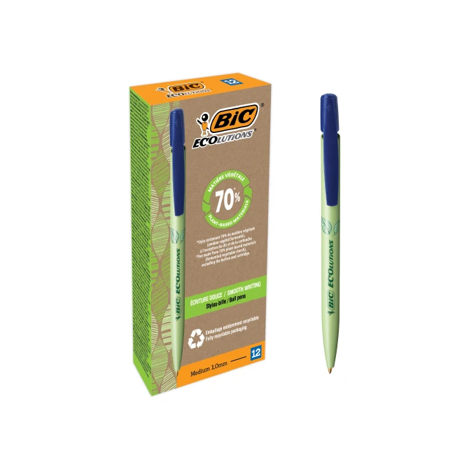 BIC Balpen ECOlution Clic M blauw (doos 12 stuks)