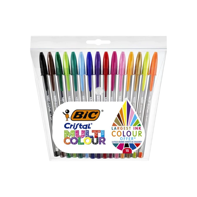 Balpen BIC Cristal M assorti (15 stuks)