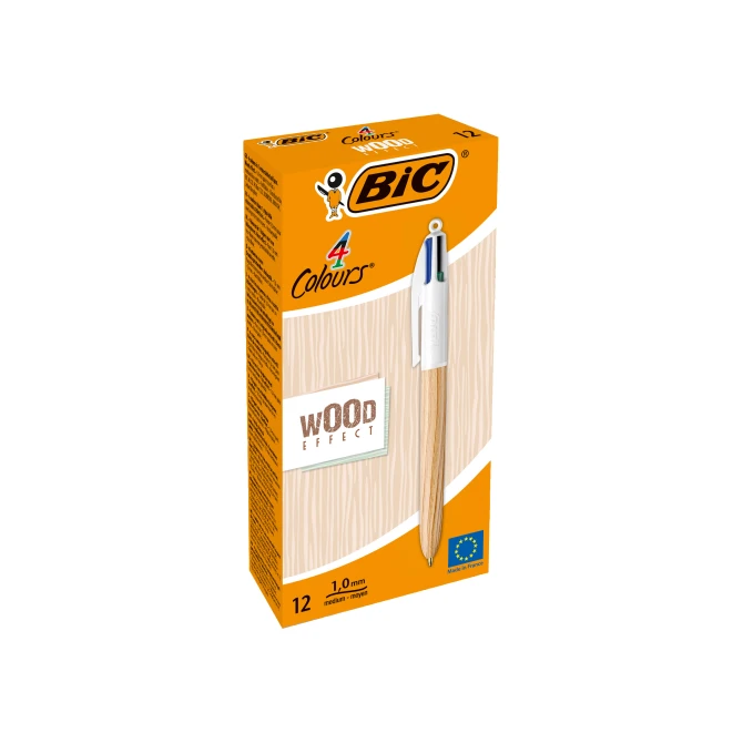 Balpen BIC Wood 4 kleuren M/ds12 Balpen BIC Wood 4 kleuren M/ds12