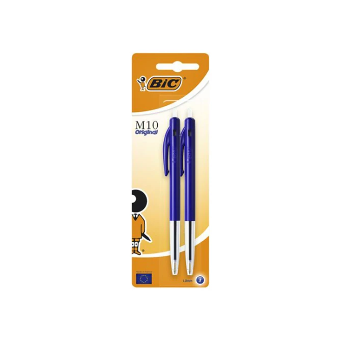 Balpen Bic M10 M blauw/blister 2